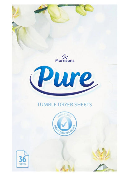Morrisons Pure Tumble Dryer Sheets 36 Pieces Pack
