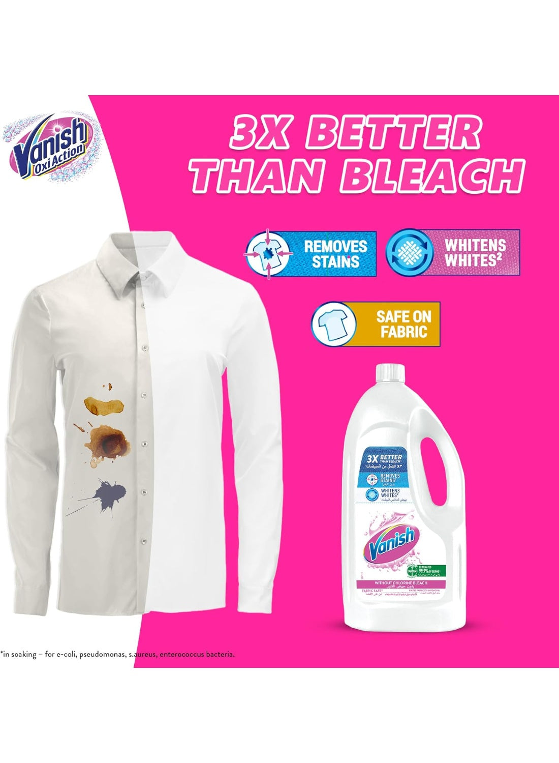 better chlorine, better chlorine bleach, bleach free, chlorine bleach, chlorine bleach free, fabric stain, fabric stain remover, hand wash, remover liquid, stain removal, stain remover, stain remover liquid, vanish, whites fabric, whites fabric stain