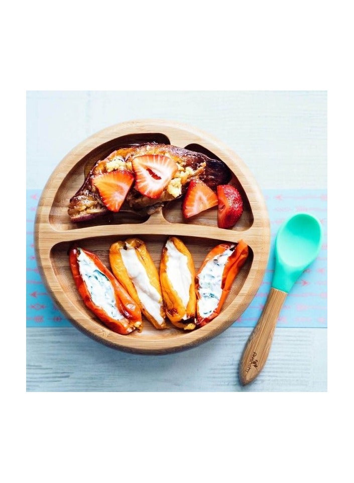 Avanchy Bamboo Suction Classic Plate + Spoon Green