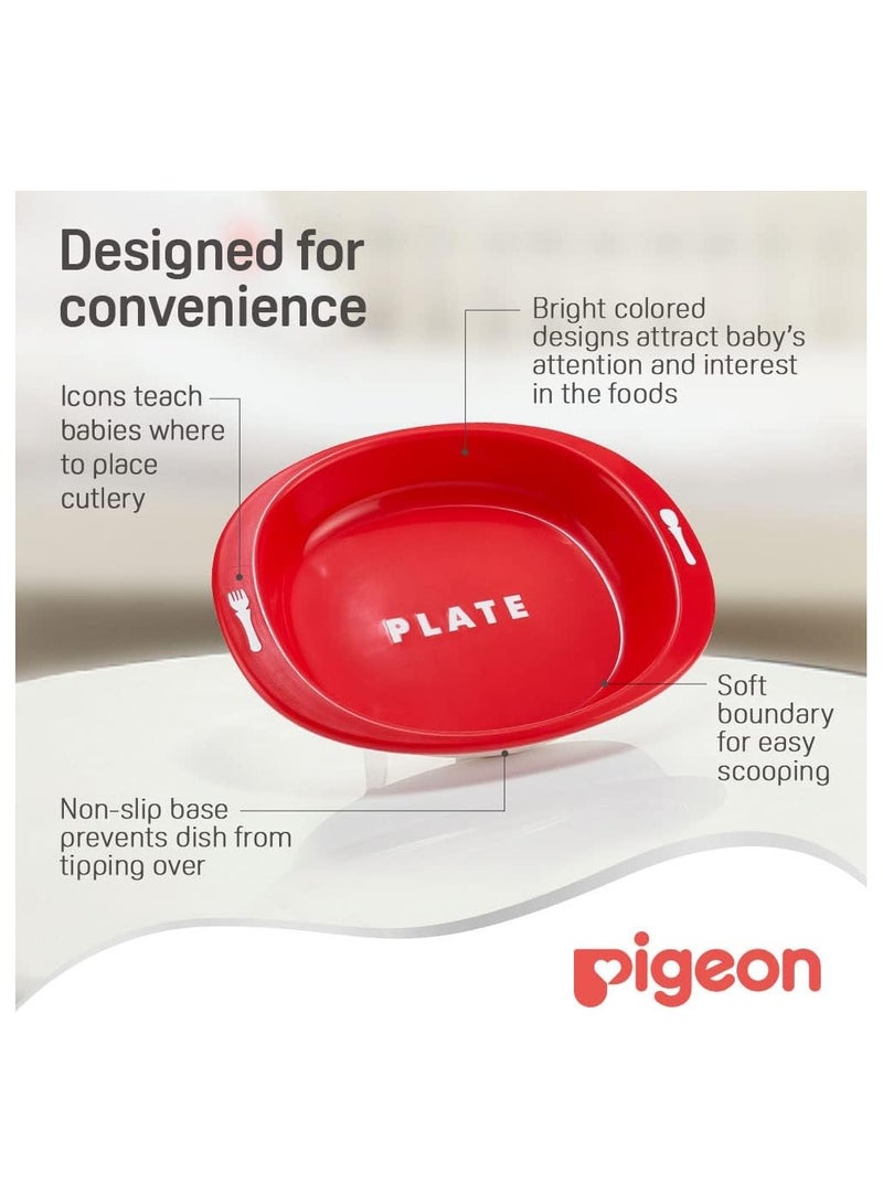 Pigeon Do-It-Myself Plate Red for Toddlers