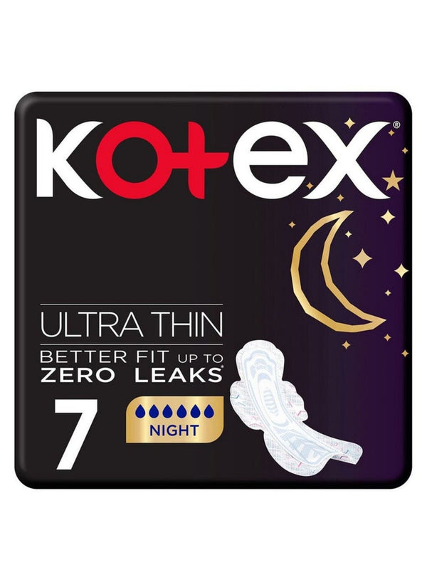 Kotex Ultra Thin Overnight Pads, 7 Pack