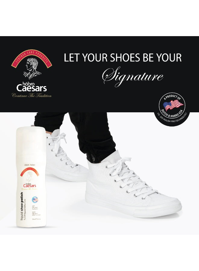 caesars liquid, caesars liquid white, cool dry, dutch & habro, gloss water, gloss water resistant, liquid white, liquid white shoe, safe safe, shoe polish, water resistant, wear dirt, white shoe, white shoe polish
