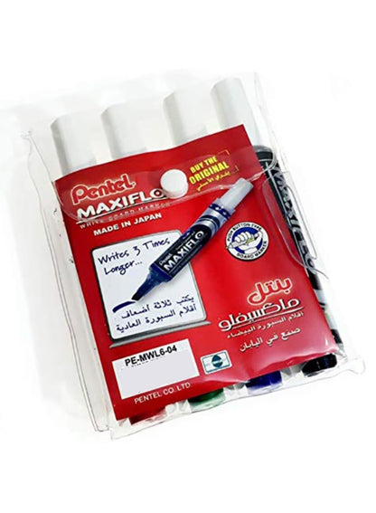 Pentel Maxiflo Chisel Tip Marker Wallet 4 Pcs