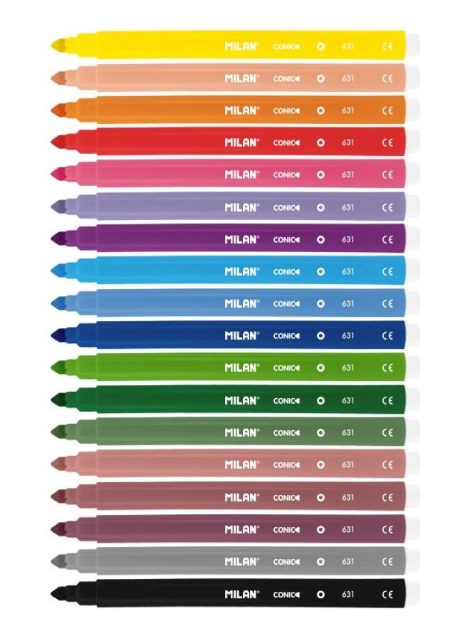 MILAN Conic Tip Fibrepen Set - 18 Pieces