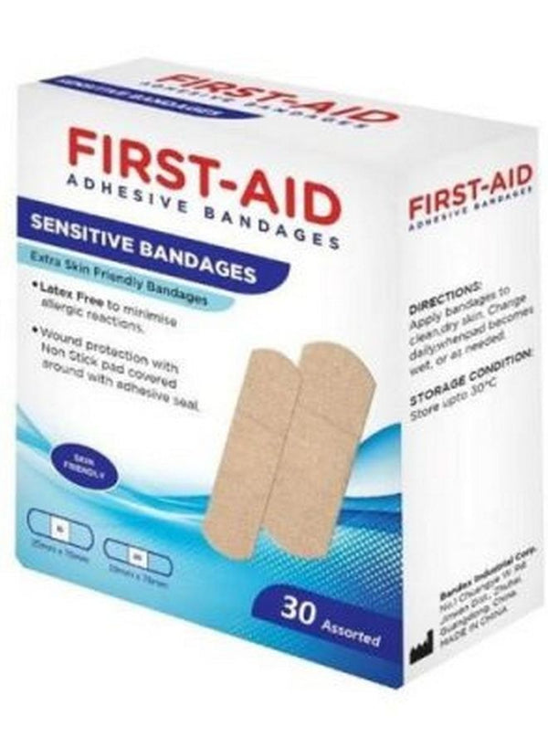 First Aid Sensitive Bandages Assorted 30’s - First Aid