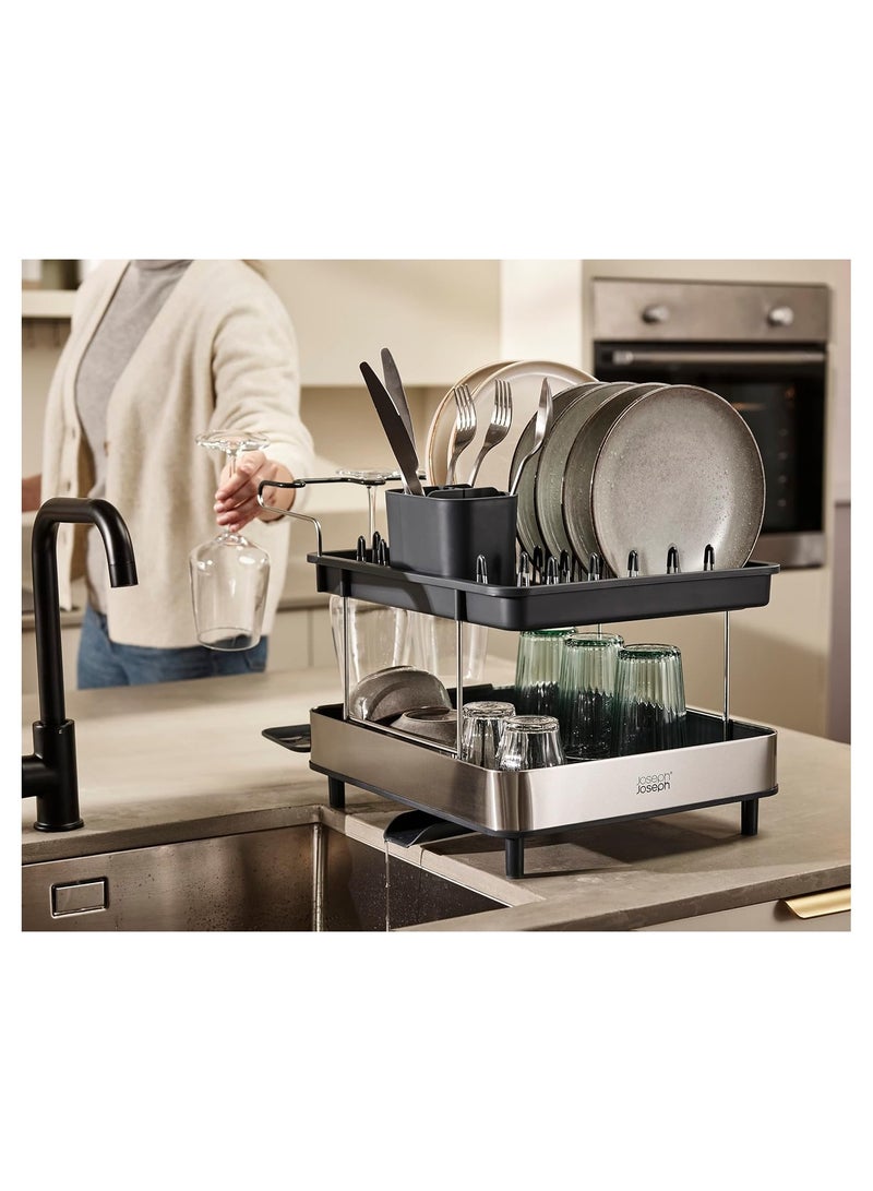 Joseph Joseph Excel Steel 2 Tier Dish Rack Black