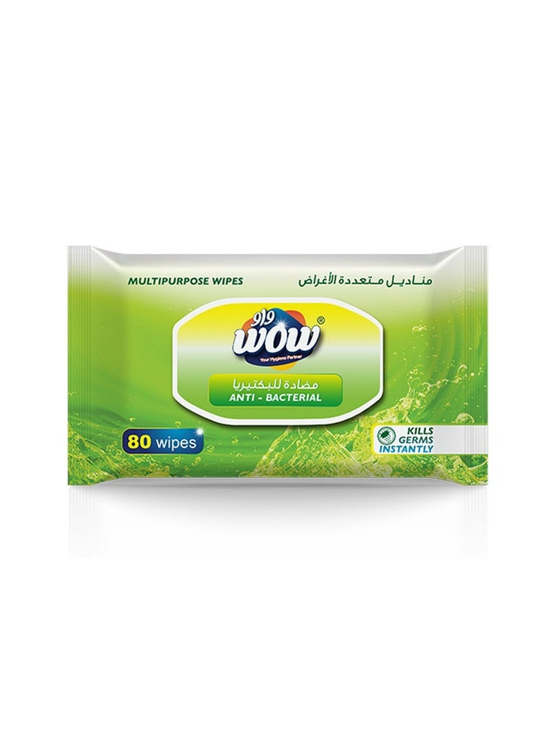 WOW Multipurpose Antibacterial Wipes 80 Sheets