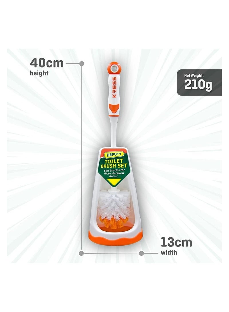 Kress Kleen Deluxe Toilet Brush Set Orange