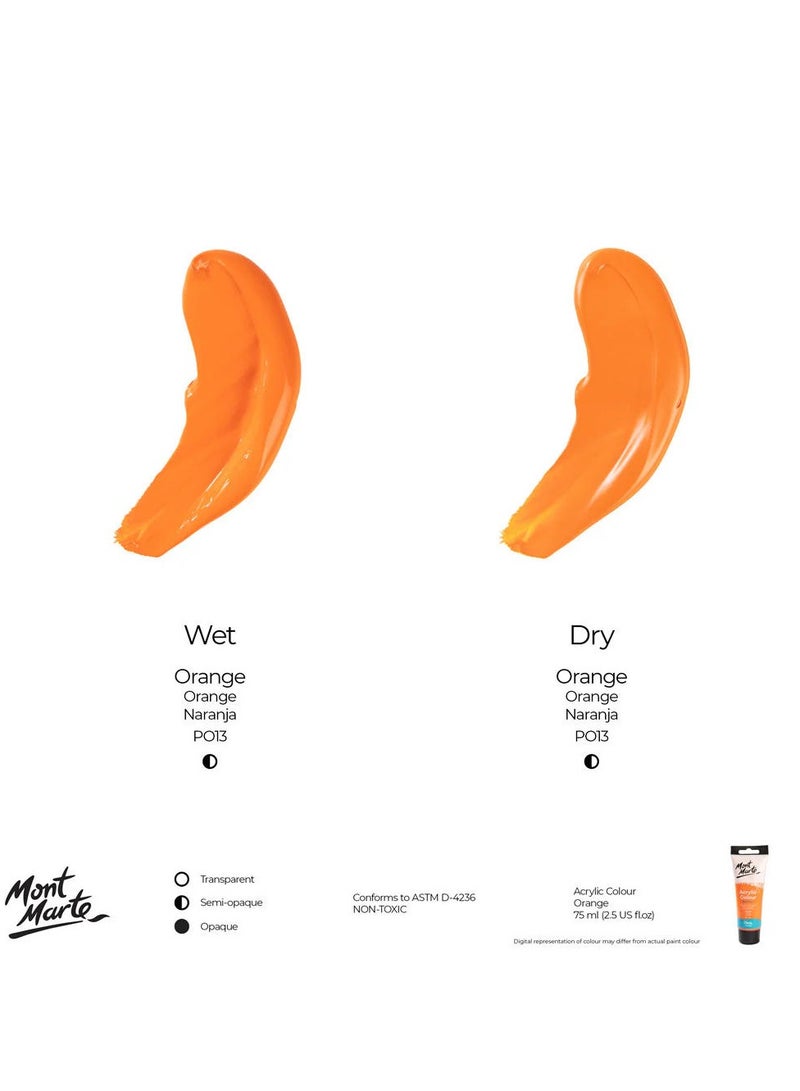 Mont Marte Acrylic Paint 75ML Tube Orange