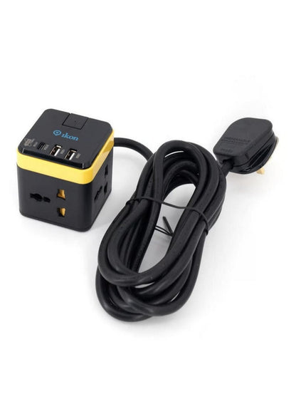 Ikon 3-Way Universal Socket with USB Ports