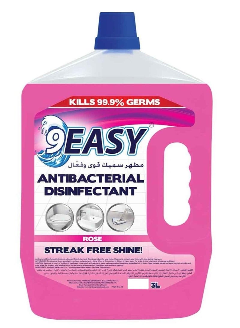 9EASY Antibacterial Floor Cleaner Rose 3 L