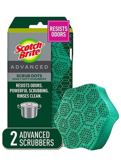 Scotch Brite Dotted Scrubbers Sponges Green 2 Pack