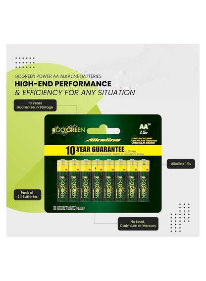 Eco Friendly Alkaline AA Batteries 24 Pcs - GO GREEN