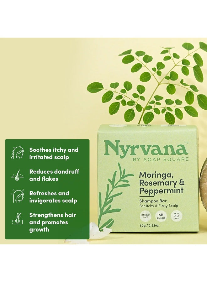 bar 80g, bar net, hair care, moringa rosemary, moringa rosemary peppermint, nyrvana, oil pro, peppermint shampoo, peppermint shampoo bar, per bar, plant based, rosemary peppermint, rosemary peppermint shampoo, shampoo bar, shampoo bar 80g