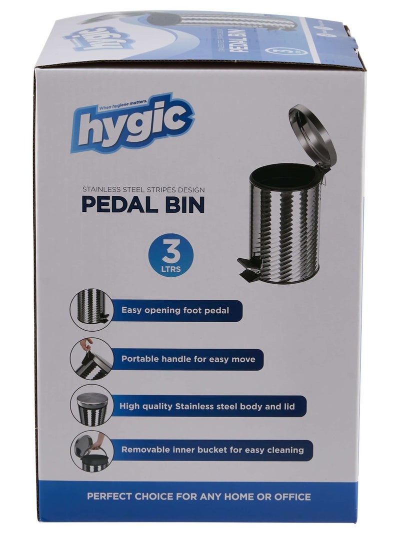 Hygic Stripes Design Stainless Steel Pedal Bin