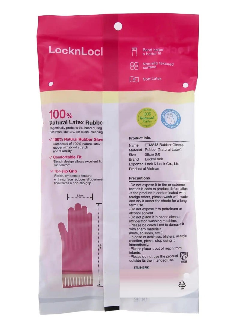 LocknLock Rubber Gloves 36cm Medium Pink