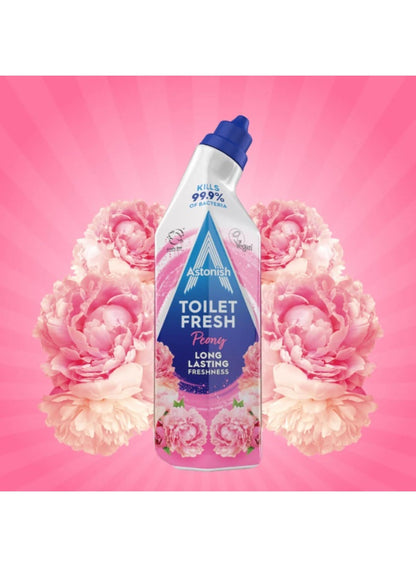 astonish, buildup fast, cleaning prevent, cruelty free, fast working, fragrance kills, free vegan, free vegan 750ml, fresh peony, fresh peony long, long lasting, peony long, toilet fresh, vegan 750ml, working cruelty