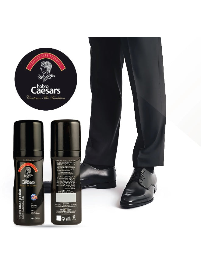 black shoe, black shoe polish, caesars liquid, caesars liquid black, cool dry, dutch & habro, gloss water, gloss water resistant, liquid black, liquid black shoe, shoe life, shoe polish, tear ease, water resistant