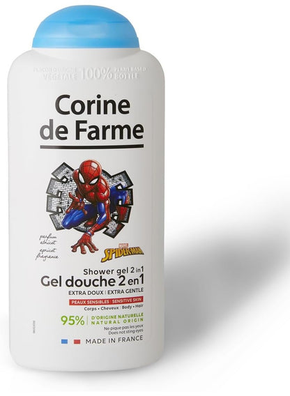 2-in-1 shower, 2-in-1 shower gel, body wash, corine de farme, dermatologically tested, gel clear, marvel spider-man, marvel spider-man 2-in-1, sensitive skin, shower gel, shower gel clear, skin fun, spider-man 2-in-1, spider-man 2-in-1 shower, time fun