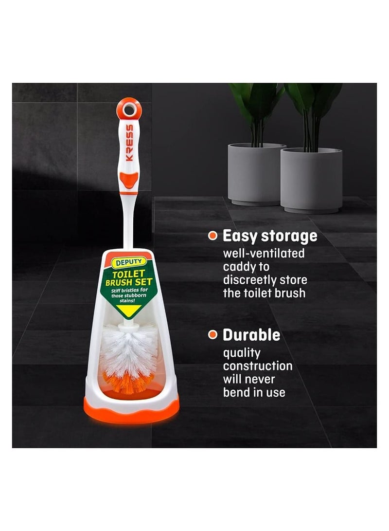 Kress Kleen Deluxe Toilet Brush Set Orange