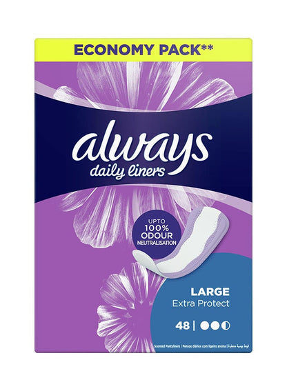 Always Extra Protect Daily Liners, Large Scented