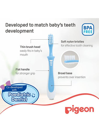 Pigeon Lesson 3 Training Toothbrush, Blue/White