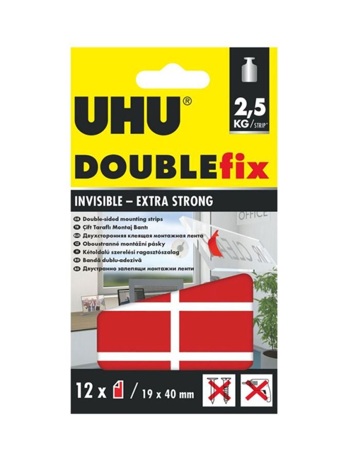 UHU Double-Sided Mounting Strip Pack of 12 Red
