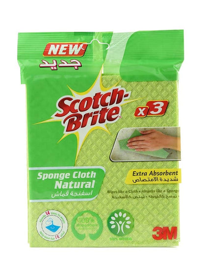Scotch Brite Sponge Cloth Naturals 3 Pieces Green