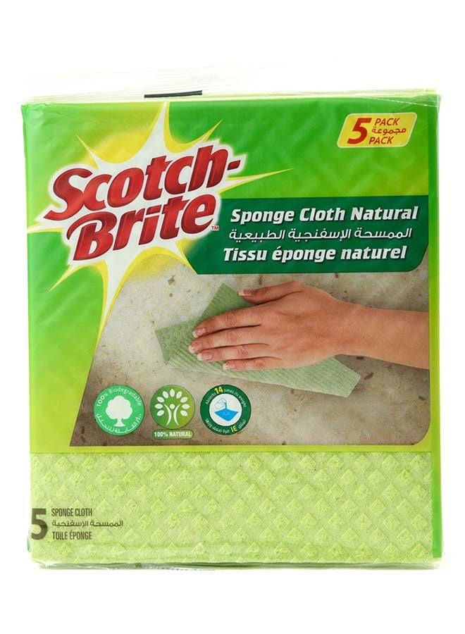 Scotch Brite Sponge Cloth Naturals Green - 5 Piece Set