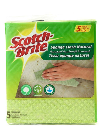 Scotch Brite Sponge Cloth Naturals Green - 5 Piece Set