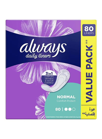 Always Daily Liners Comfort Protect Pantyliners, 80 Count