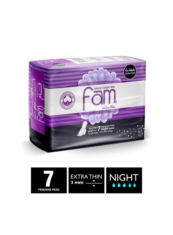 Fam Feminine Napkins Extra Thin Night with Wings