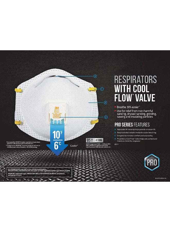 3M Cool Flow Exhalation Valve Respirator 8511, N95