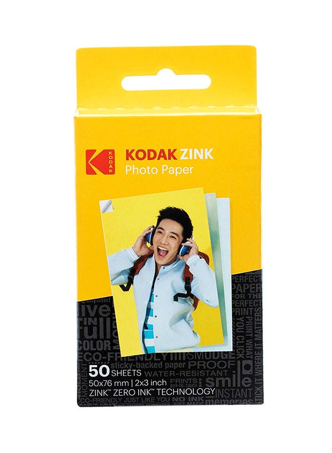 Kodak Sticky Backed Zink Photo Paper, 50 Sheets A5
