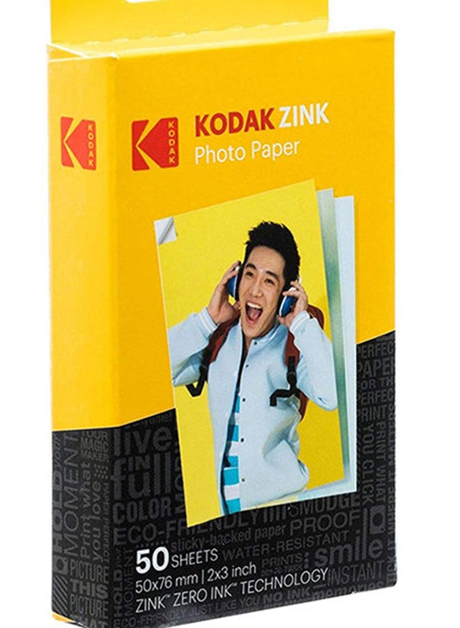 Kodak Sticky Backed Zink Photo Paper, 50 Sheets A5