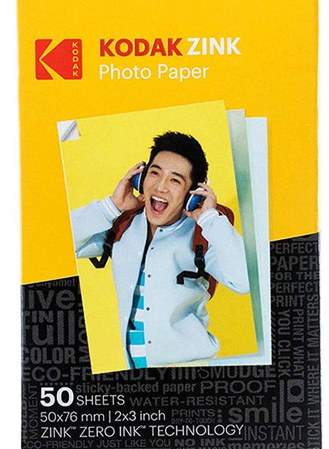Kodak Sticky Backed Zink Photo Paper, 50 Sheets A5