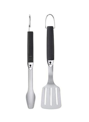 Weber 2-Piece Stainless Steel Grilling Tool Set Silver/Black
