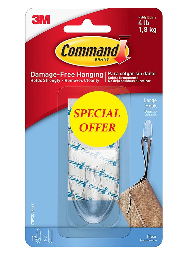 Command 17093 Clear Hook with Strips - Premium Quality