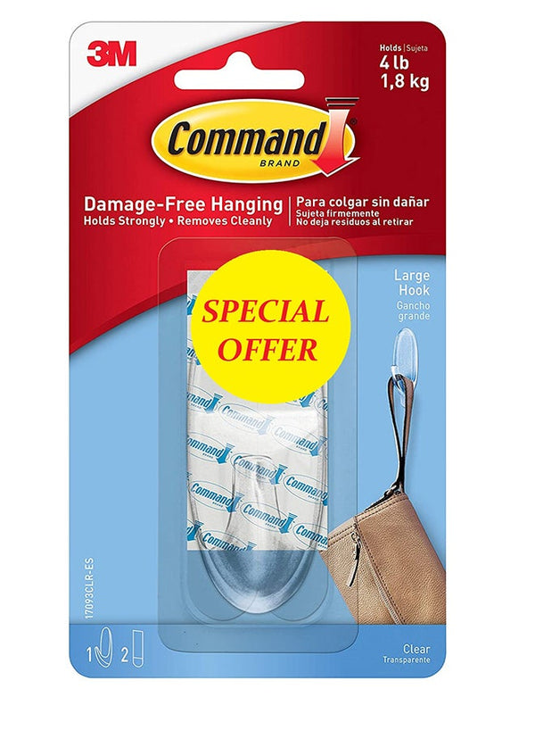 Command 17093 Clear Hook with Strips - Premium Quality