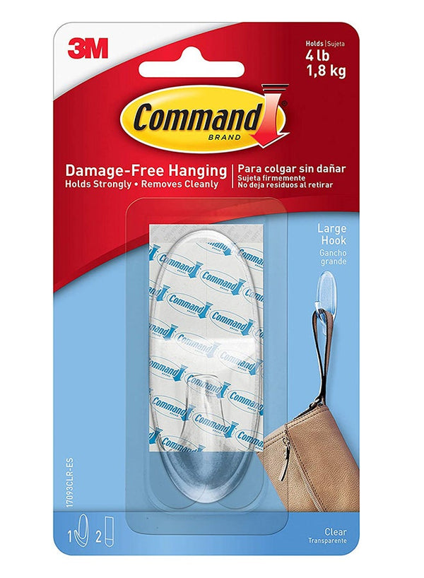 Command 17093 Clear Hook with Strips - Premium Quality