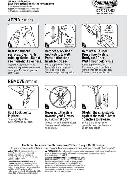 Command 17093 Clear Hook with Strips - Premium Quality