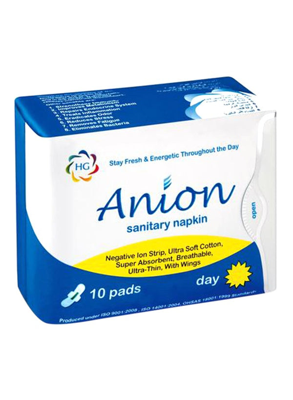 Hg Anion Day Sanitary Napkin - 10-Piece Pack