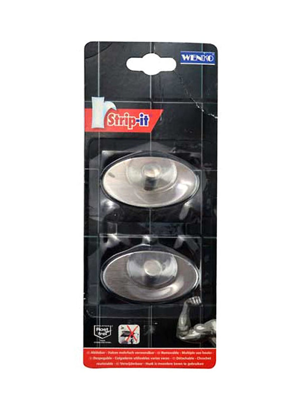 Wenko 2-Piece Piceno Strip Wall Hook Set Silver