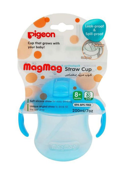 Pigeon MagMag Step 3 Straw Cup, 200 mL - Blue/Clear
