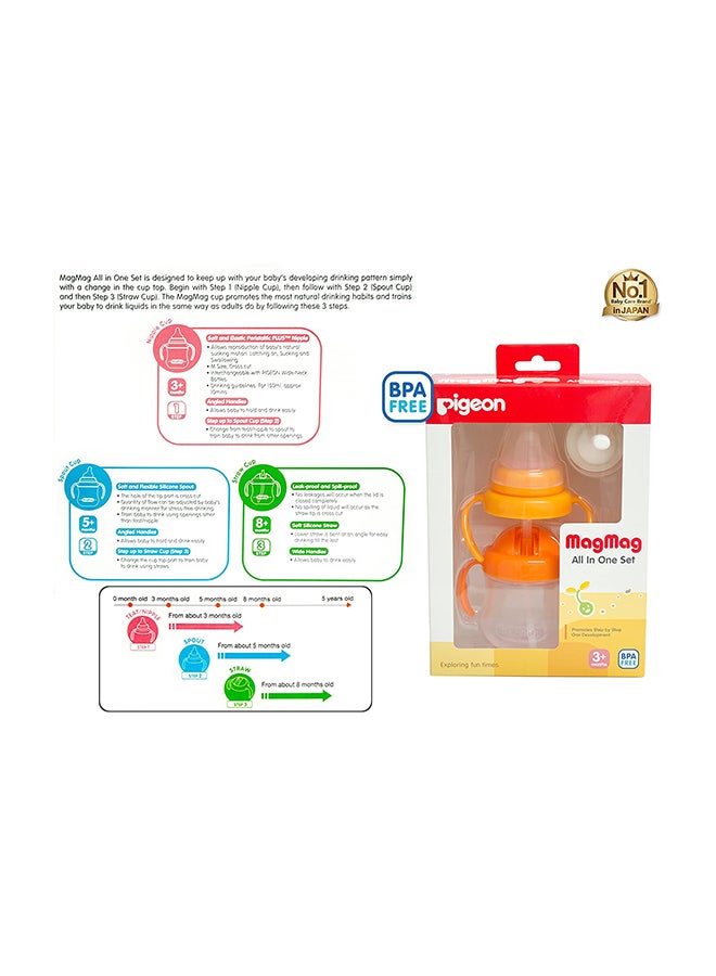 Pigeon MagMag Step 3 Straw Cup, 200 mL - Blue/Clear