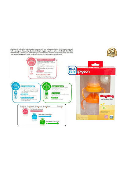 Pigeon MagMag Step 3 Straw Cup, 200 mL - Blue/Clear