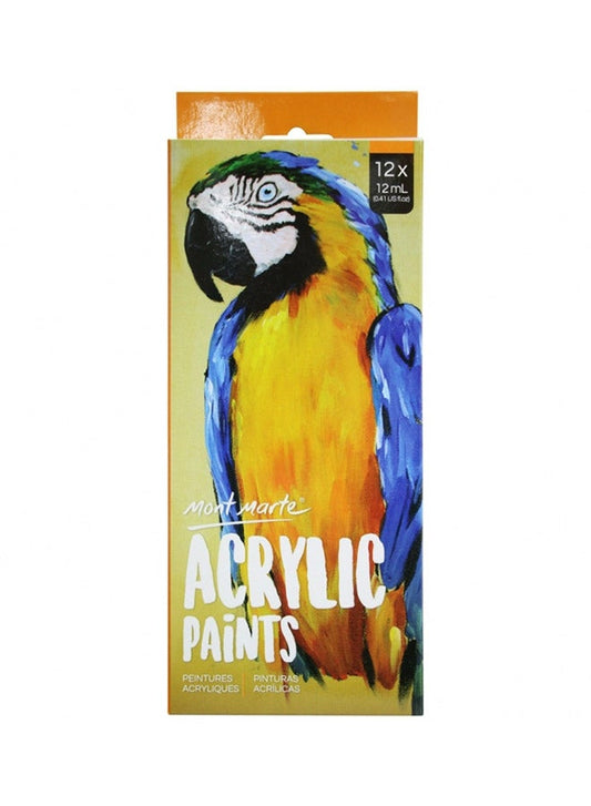 Mont Marte 12-Piece Acrylic Paint Set 12x12ml Multicolour