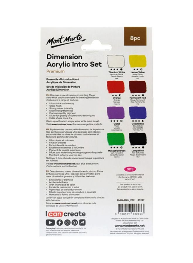 Mont Marte Dimension Acrylic Set of 8 Multicolour