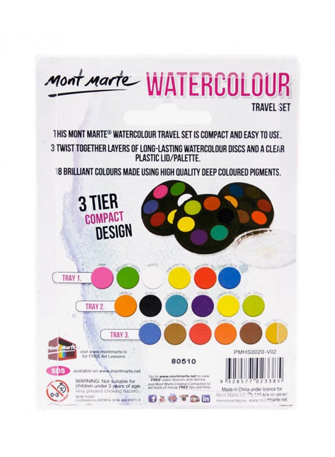 Mont Marte 18-Colour Watercolour Travel Set
