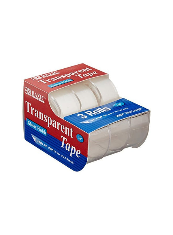 3-Piece Transparent Tape Set Clear by Bazic